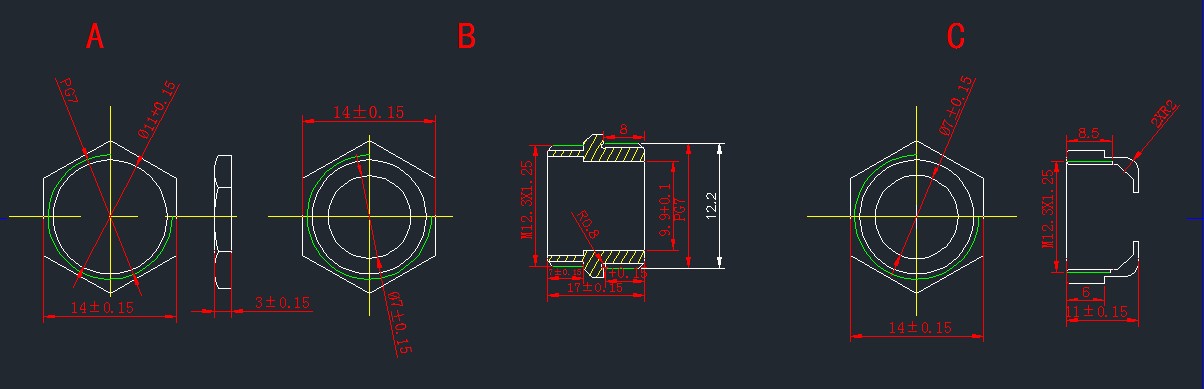 pg7 cable gland cad drawing