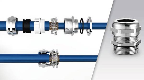 EMC cable gland with entry cable