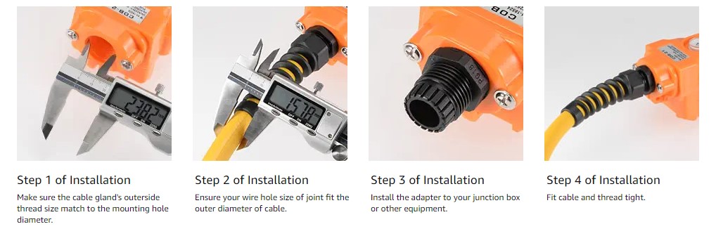 install spiral flexible cable gland
